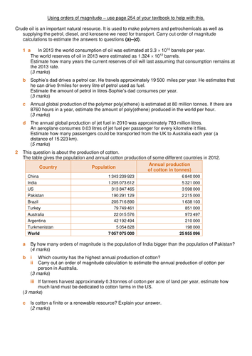 Complete SOW for AQA GCSE Chemistry The Earth's resources, potable ...