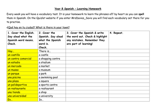 VIVA 1 module 5 Spanish vocabulary booklet - La Ciudad | Teaching Resources