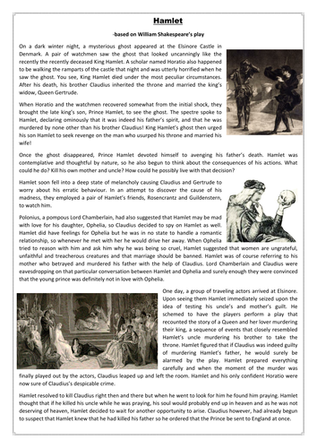 Hamlet Vocabulary Worksheet