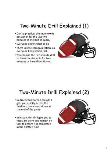 Two Minute Classroom Drill - American Football Inspired