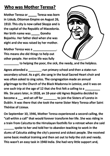 Mother Teresa Activity Pack | Teaching Resources