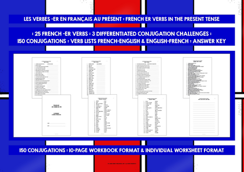 FRENCH ER VERBS PRESENT TENSE WORKSHEETS | Teaching Resources