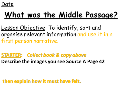 The Middle Passage - Narrative Exercise (Black Peoples of North America)