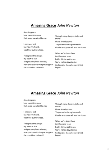 Amazing Grace - End of Slavery - Abolition Factors GB Lesson