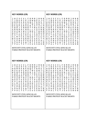 Civil Rights Worksheet and Word search (MLK)
