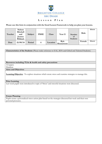 Meditation and Stress Management PSHE session for Year 11: lesson plan ...