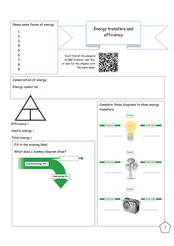 Bitesize Energy revision - Energy transfers and efficiency