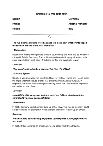 First World War - Lesson 2 - Causes of the First World War