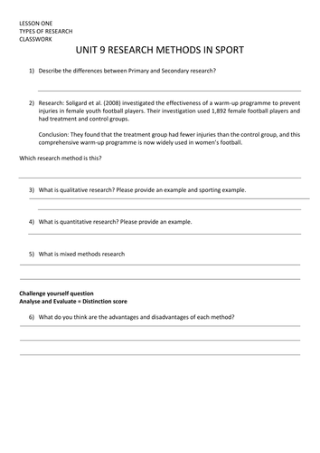BTEC LEVEL 3 UNIT 9 Research Methods | Teaching Resources