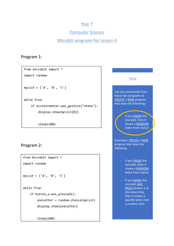 KS3 - MicroBit lesson 4/6, MicroBit Shake & Buttons