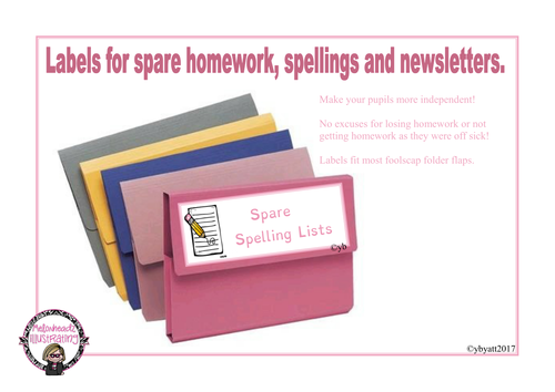 Folder Labels for Spare Homework, Spelling and Newsletters. | Teaching ...