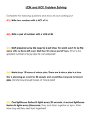 LCM and HCF worded problems worksheet with solutions - Edexcel ...