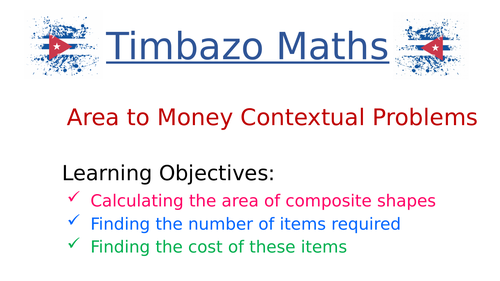 Area to Money Contextual Problems