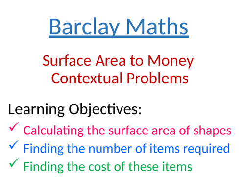 Surface Area to Money Problems