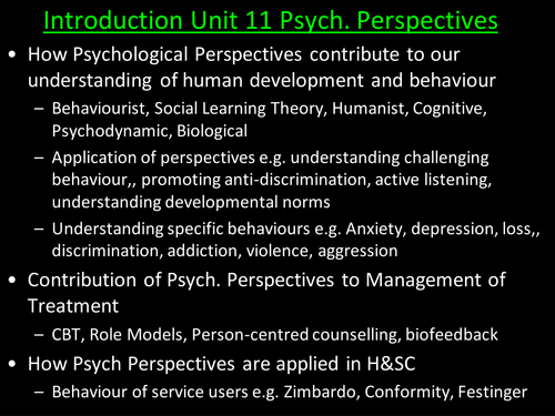 what is psychological perspectives in health and social care