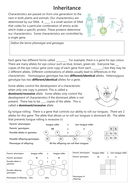 Inheritance worksheet | Teaching Resources