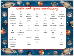 Earth And Space Vocabulary Mat Teaching Resources