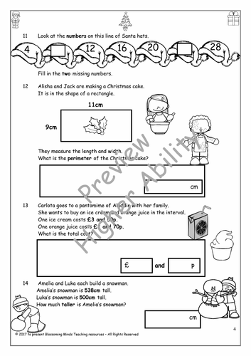 Year 3 Christmas Maths - all topics - 3 levels | Teaching Resources