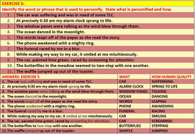 PERSONIFICATION WORKSHEETS WITH ANSWERS | Teaching Resources