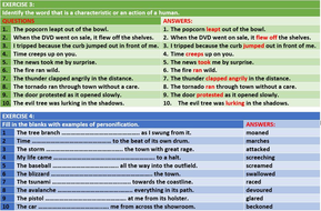 PERSONIFICATION WORKSHEETS WITH ANSWERS | Teaching Resources