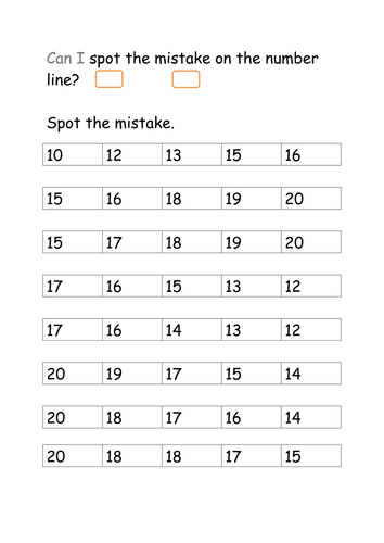 Year 1 White Rose spot the mistake on number track | Teaching Resources