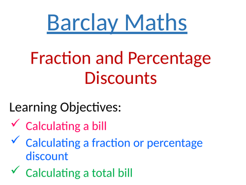 Fraction and Percentage Discounts