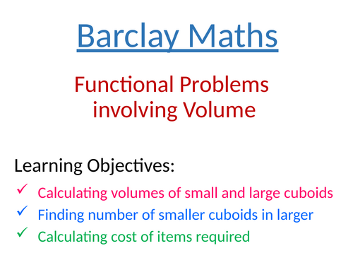 Functional Problems involving Volume