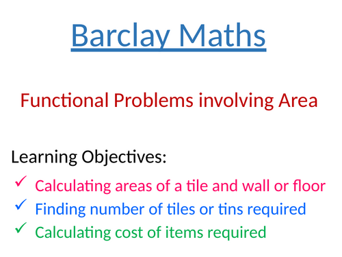 Functional Problems involving Area