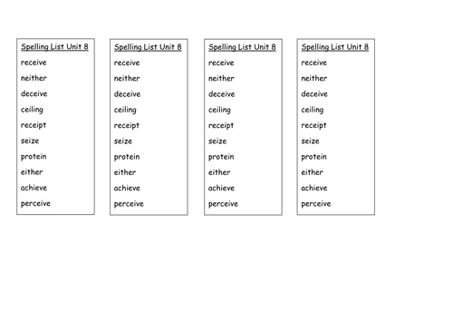 Year 5 Spelling Lists | Teaching Resources