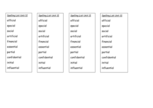 Year 5 spelling lists teaching resources
