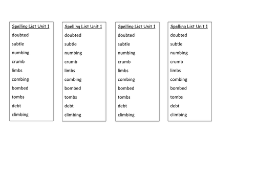 Year 5 Spelling Lists