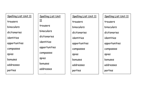 year 6 spelling lists teaching resources