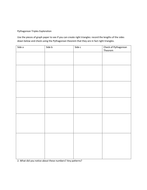 Pythagorean Triples exploration worksheet | Teaching Resources