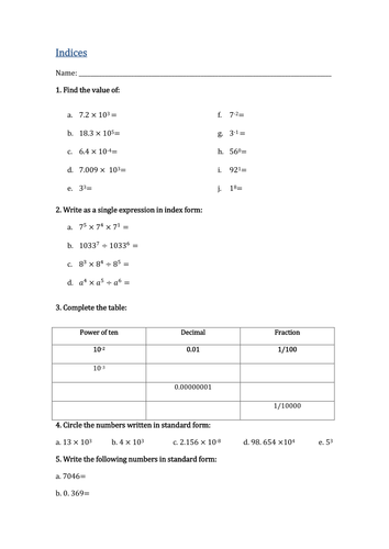 indices-powers-worksheet-with-answer-key-year-8-teaching-resources