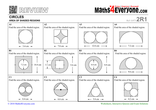 GCSE Revision (Area of Shaded Regions) Teaching Resources