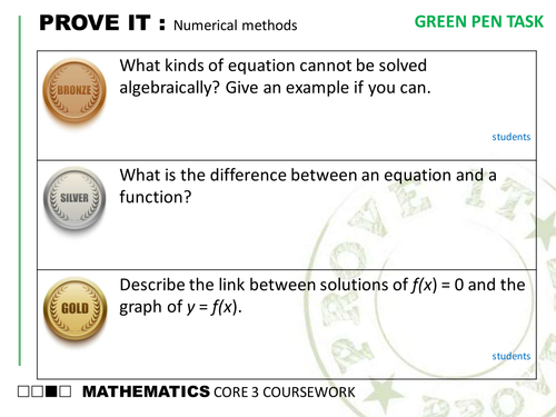 OCR MEI Core 3 Numerical Methods Coursework : Change of Sign methods