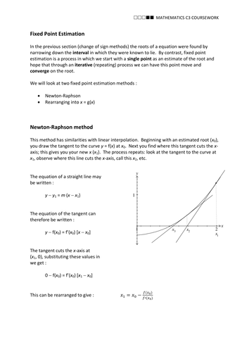 OCR MEI Core 3 Numerical Methods Coursework : Newton-Raphson method