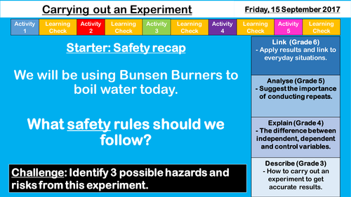 Year 7 Safety - Practice Experiment