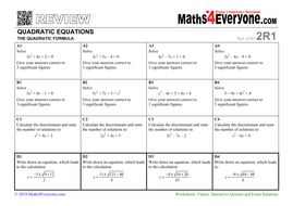 Gcse Revision Quadratic Formula Teaching Resources