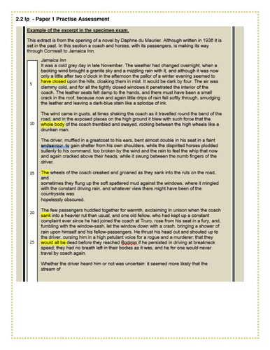 GCSE Paper 1 AO1 Ques 1 and AO4 Ques 4 Comprehension and Reading Skills ...
