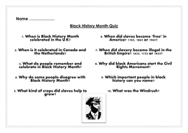 Black History Month Quiz Printable