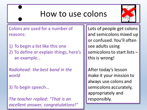 How to use a colon  Teaching Resources