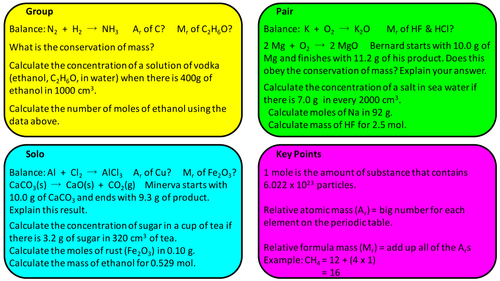 Quantitative Chem Revision HIGHER TRILOGY, AQA Chemistry