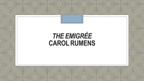 The Emigree - Carol Rumens