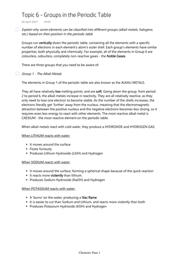 GCSE Chemistry - Topic 6 | Teaching Resources