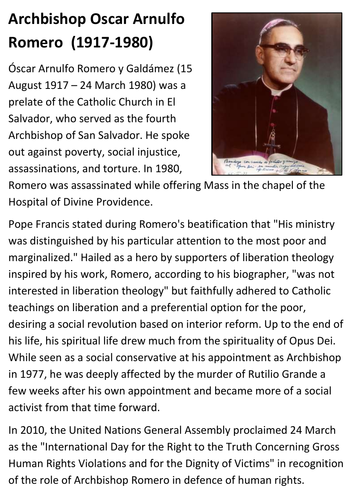 Archbishop Oscar Romero Handout