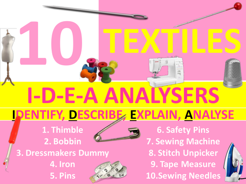 10 IDEA Analysers Textiles Equipment Design Technology KS3 GCSE Keyword ...