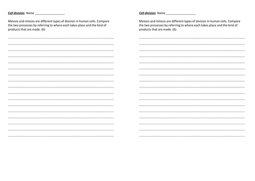 Mitosis and Meosis-6 mark question