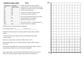 ks3 sciencechemistry solubility graph worksheet teaching resources