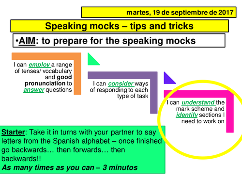 Spanish new GCSE Speaking tips and tricks PPT and handout documents